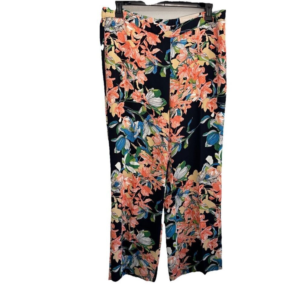 Chicos Wide Leg Floral Print Pullon Pants Size 16R